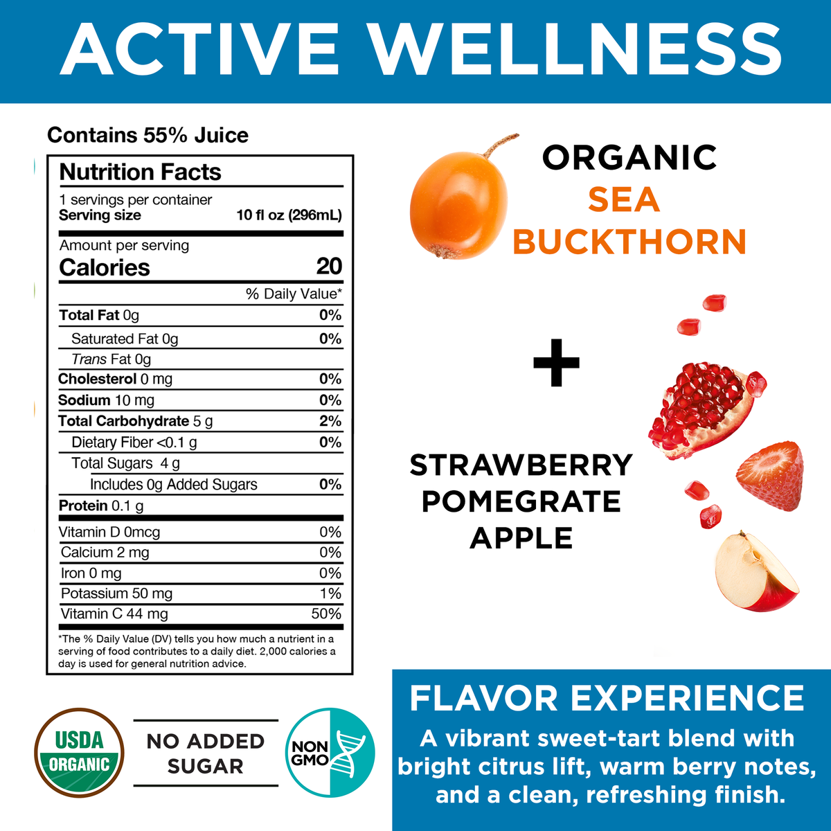 Miracle Sea Buckthorn PERFORM, Organic Wellness Juice, 6-Pack